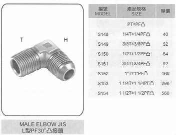 L型PF30°凸接頭