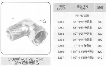L型PF活動接頭凸