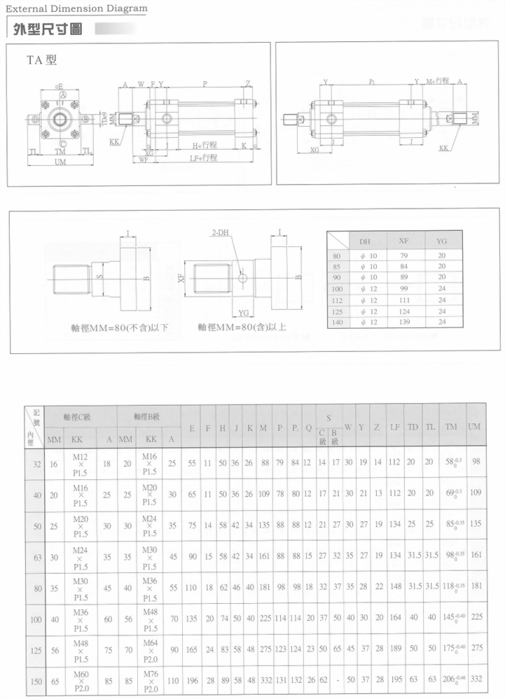 JHC系列TA型油壓缸