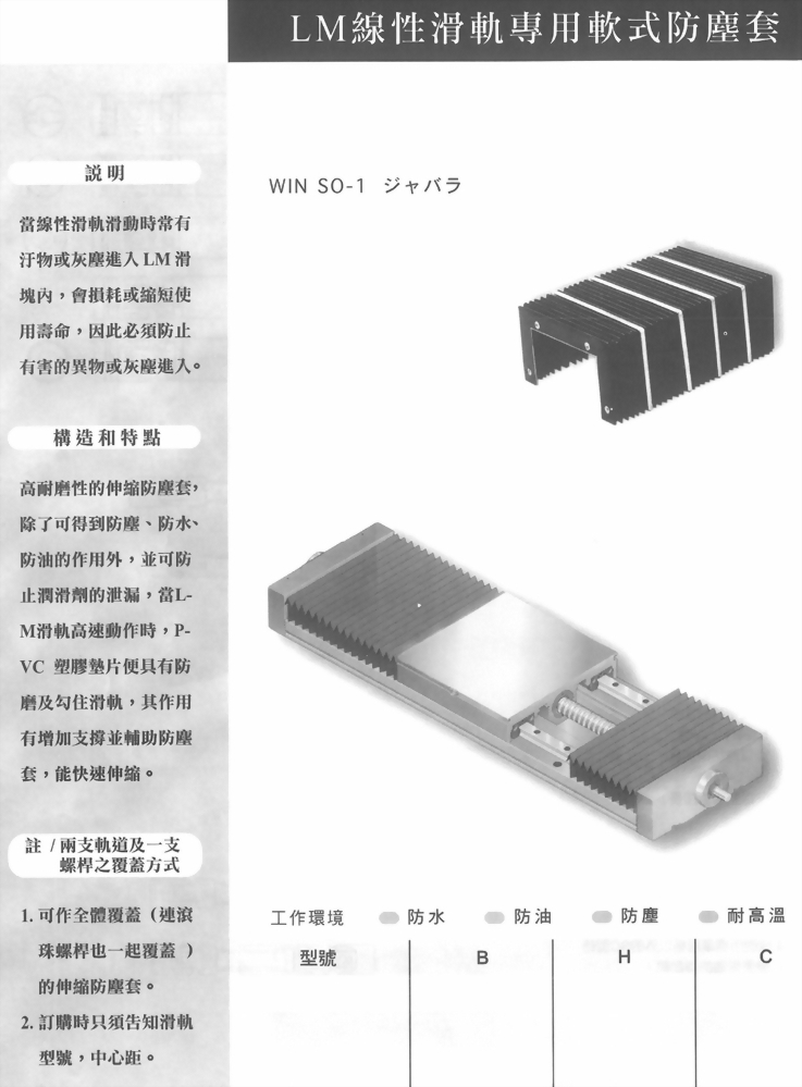 LM線性滑軌專用軟式防塵套