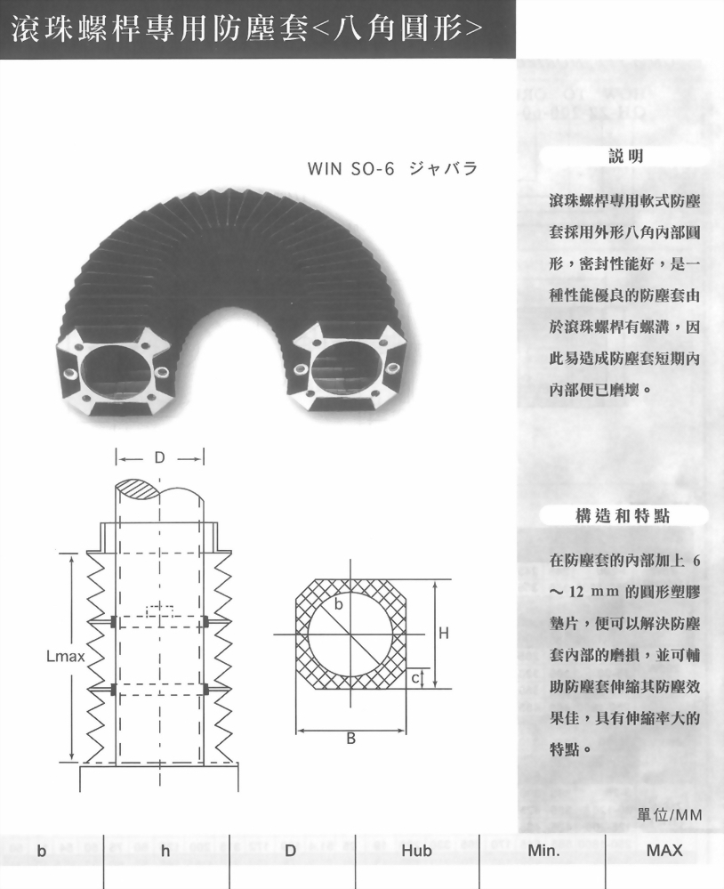 滾珠螺桿專用防塵套(八角圓形)