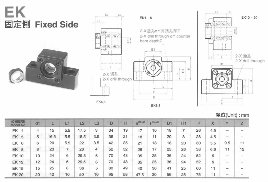 EK固定側螺桿支撐座