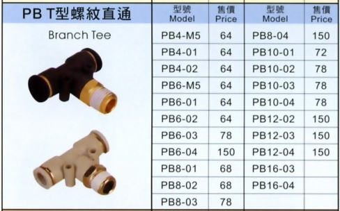 PB T型螺紋直通