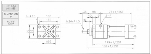 HC10系列FA型ø63x2節油壓缸