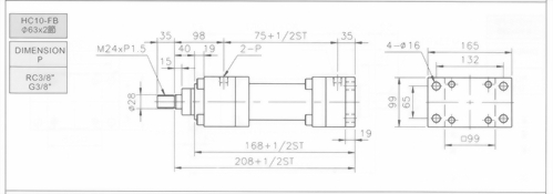 HC10系列FB型ø63x2節油壓缸