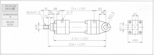 HC10系列CA型ø63x2節油壓缸