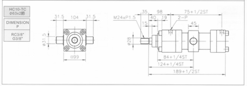 HC10系列TC型ø63x2節油壓缸