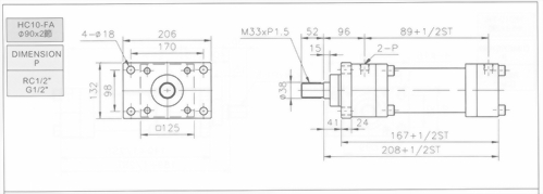 HC10系列FA型ø90x2節油壓缸