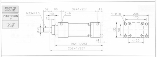 HC10系列FB型ø90x2節油壓缸