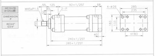 HC10系列FB型ø125x2節油壓缸