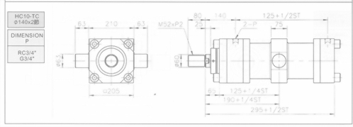 HC10系列TC型ø140x5節油壓缸