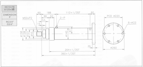 HC10系列FB型ø125x3節油壓缸