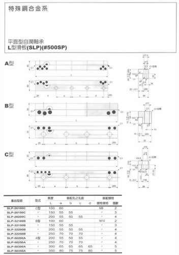 特殊銅合金系-平面型自潤軸承L型滑板