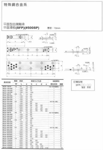 特殊銅合金系-平面型自潤軸承平面滑板