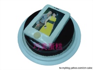 白色iphone4+巧克力淋面生日蛋糕