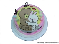 小兔抱熊貼圖造型蛋糕