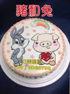 豬和兔造型蛋糕