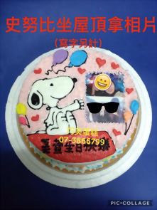 史努比坐屋頂拿相片(寫字另計)