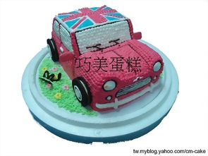 紅色mini cooper汽車造型蛋糕