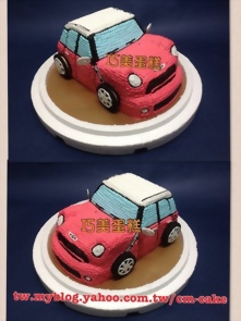 黃色MINI COOPER汽車造型蛋糕