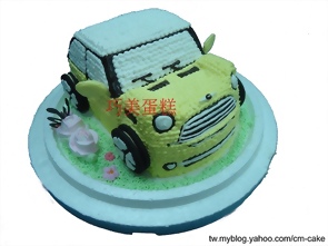 黃色MINI COOPER汽車造型蛋糕