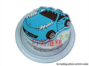 藍色法拉利敞篷車造型蛋糕