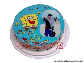 相片+海綿寶寶造型蛋糕