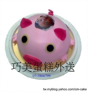 粉紅豬造型相片蛋糕