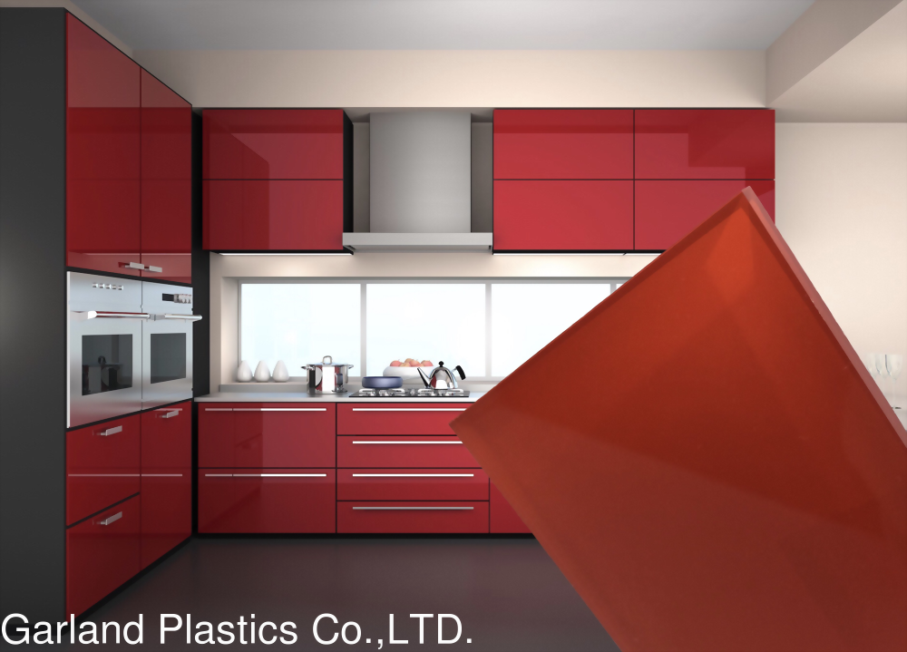 橱柜用仿钢琴烤漆板 宝石红