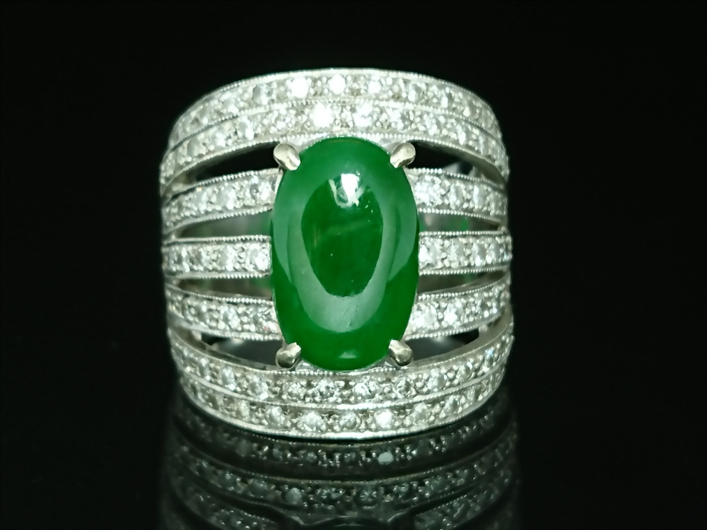 天然翡翠蛋面 豪華女戒