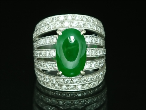 天然翡翠蛋面 豪華女戒