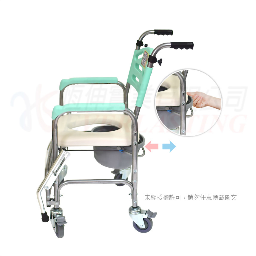 便盆椅 鋁合金附輪防前傾型