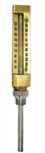 Glass Tube Thermometer with Metal Housing