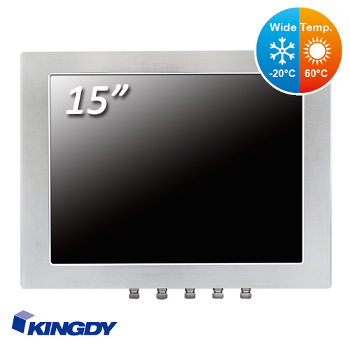 Full IP65 Stainless 15" Touch Monitor (Wide Temp.)