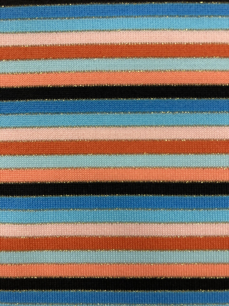 Polyester / Spandex / Nylon / Metallic(Lurex) Yarn Dye Jersey