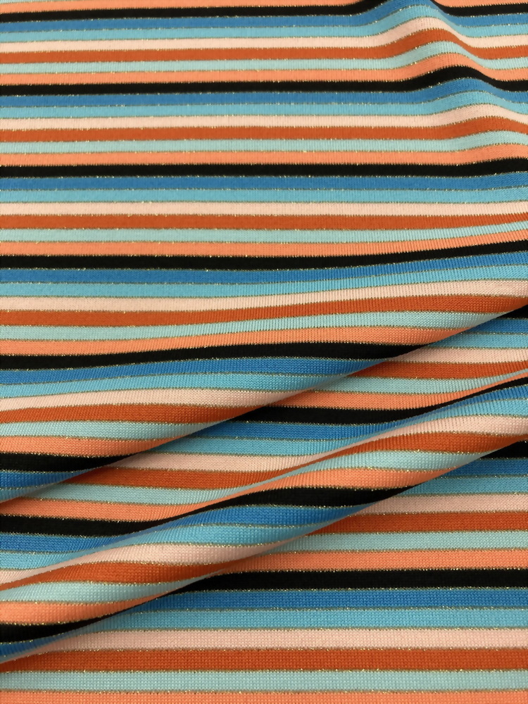 Polyester / Spandex / Nylon / Metallic(Lurex) Yarn Dye Jersey