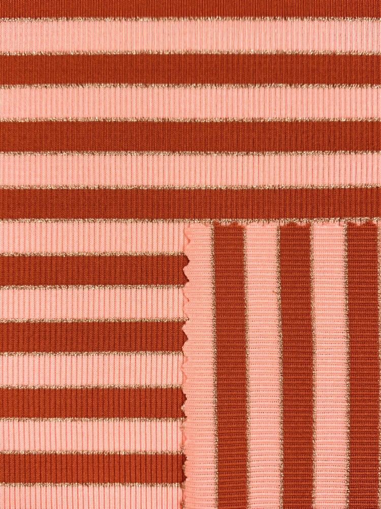 Polyester Spandex Knitted Rib Fabric With Lurex