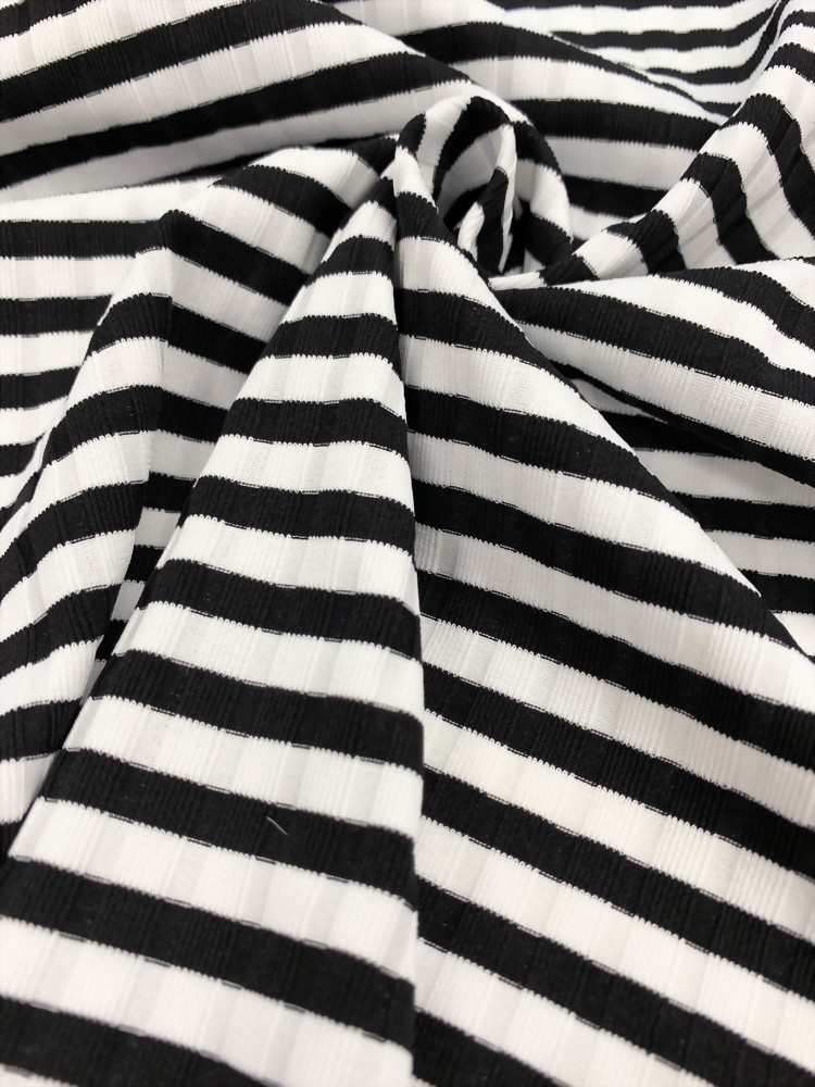Nylon Spandex Knitted Rib Stripe Fabric