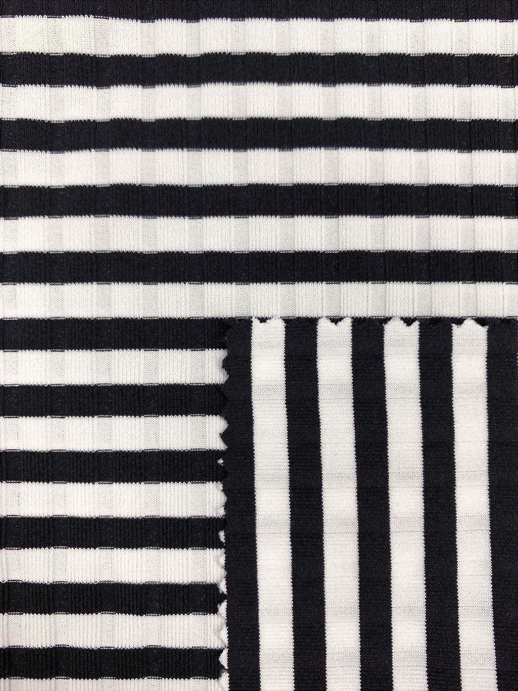 Nylon Spandex Knitted Rib Stripe Fabric