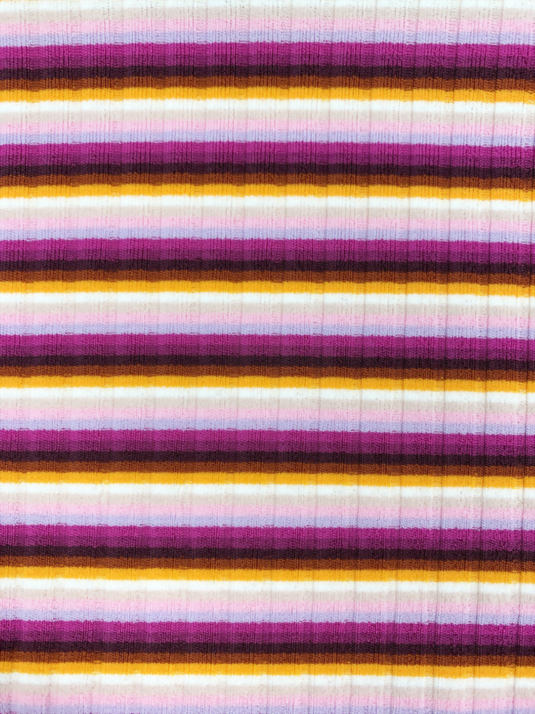 Polyester Spandex Knitted Rib Stripe Fabric