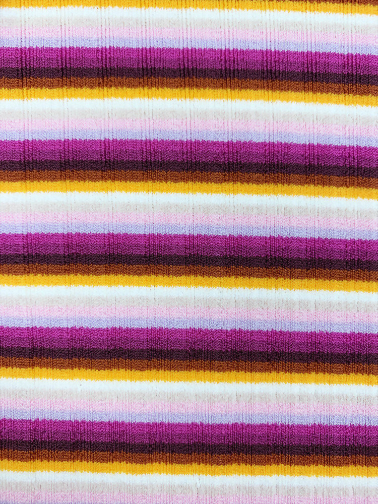 Polyester Spandex Knitted Rib Stripe Fabric