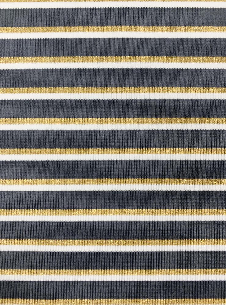 Polyester Spandex Knitted Stripe Fabric With Lurex
