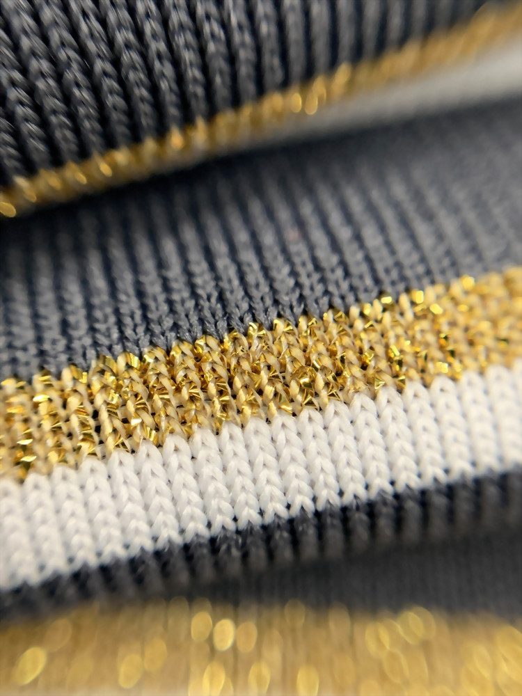 Polyester Spandex Knitted Stripe Fabric With Lurex