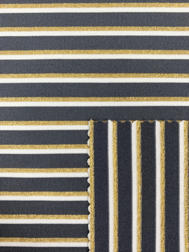 Polyester Spandex Knitted Stripe Fabric With Lurex