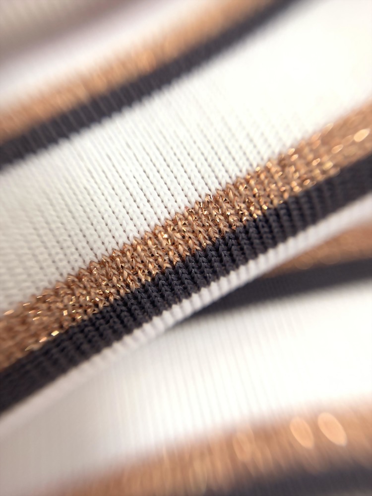 Polyester Spandex Knitted Stripe Fabric With Lurex