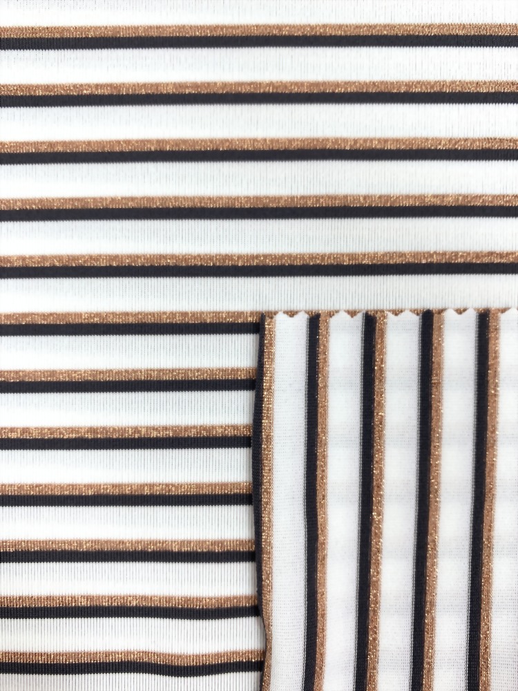 Polyester Spandex Knitted Stripe Fabric With Lurex