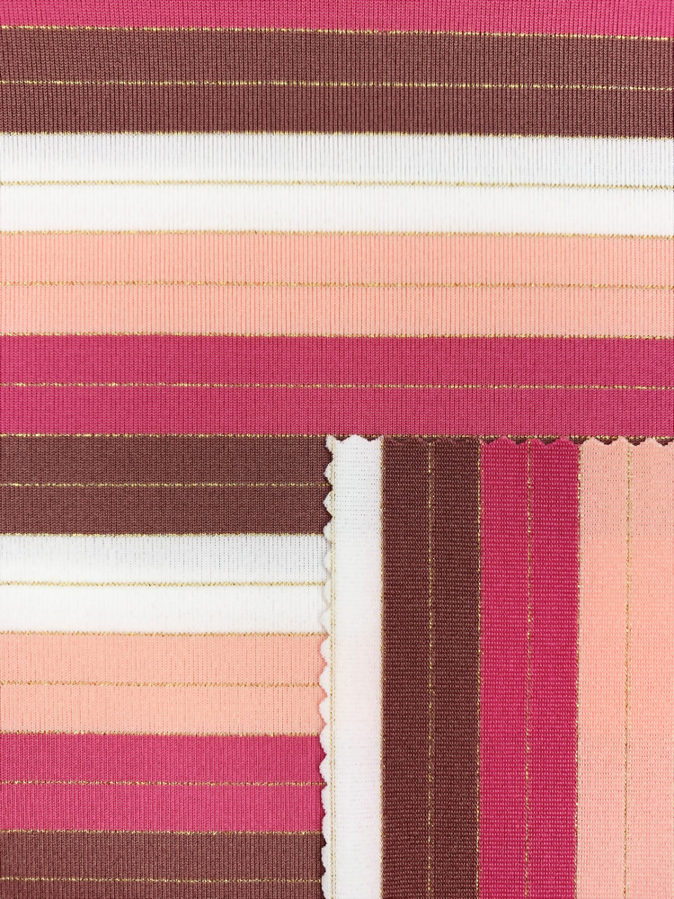 Polyester Spandex Knitted Stripe Fabric With Lurex