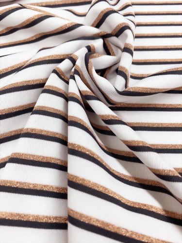 Polyester Spandex Knitted Stripe Fabric With Lurex
