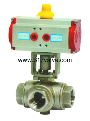 (NUD-BV3BL/NUB-BV3BT)  PNEUMATIC ACTUATED 3-WAY BALL VALVE SCREWED END (STD DOUBLE ACTING (NUD-BV3BL/NUB-BV3BT)  PNEUMATIC ACTUATED 3-WAY BALL VALVE SCREWED END (STD DOUBLE ACTING