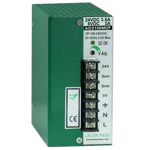 DC Motor Power Supply 100W Watts, Dual Output Power with DIN Rail